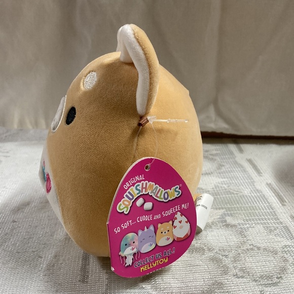 New Squishmallows Angie the Shiba Inu Dog Plush with Hearts on Her 5.5” NWT - Picture 4 of 8